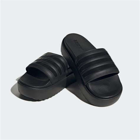 adidas slides schwarz|adidas black slides.